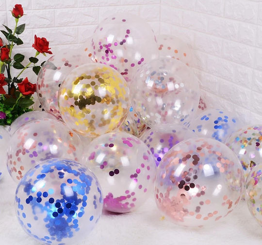 Set 5 Latex Balloons Zola Filled Confetti 33 Cm Transparent