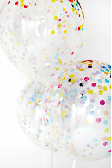 Set 5 Latex Balloons Zola Filled Confetti 33 Cm Transparent