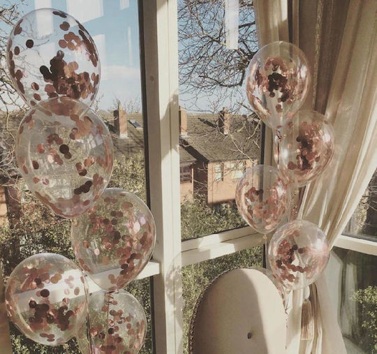Set 5 Latex Balloons Zola Filled Confetti 33 Cm Transparent
