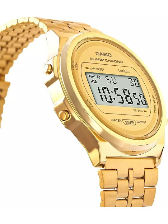 Casio Vintage Iconic Ψηφιακό Γυναικείο Ρολόι 37mm Μπαταρίας με Χρυσό Μεταλλικό Μπρασελέ