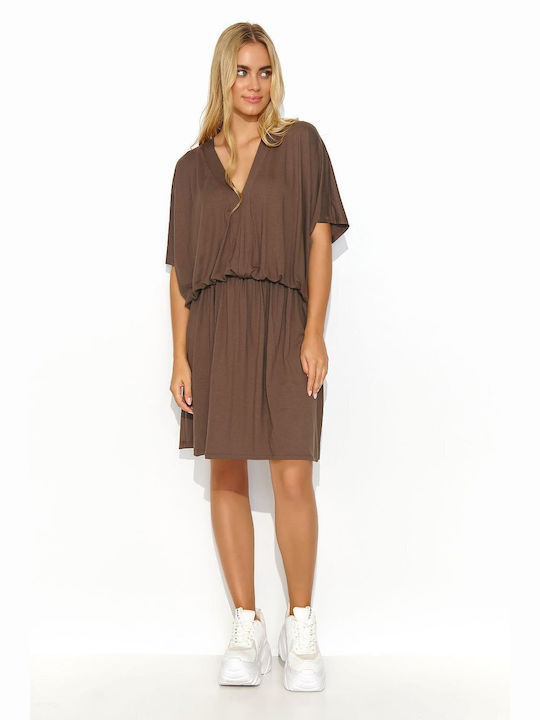 Makadamia Sommer Mini Kleid Braun