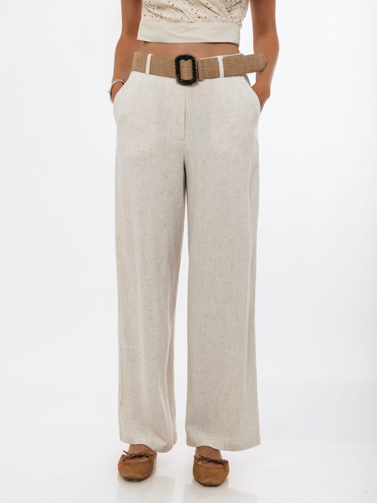 Freestyle Women's Linen Trousers Beige