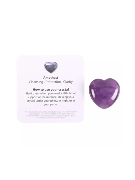 Ημιπολύτιμος Λίθος Αμέθυστου Heart Worry Stone Σχήμα Καρδιάς
