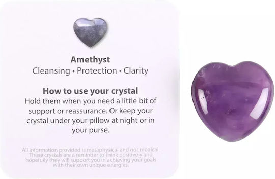 Ημιπολύτιμος Λίθος Αμέθυστου Heart Worry Stone Σχήμα Καρδιάς