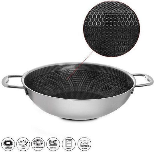 Orion Wok made of Stainless Steel with Non-Stick Coating 28cm