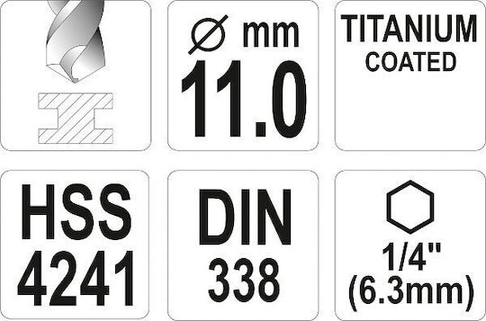 Yato Burghiu HSS Titan cu Tija Hexagonală pentru Metal 11mm