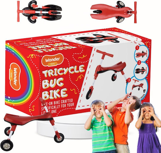 Wonder Toys Tricycle Bug Trike Ride For Toddlers Foldable Red