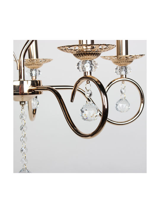Keskor Chandelier with Crystals 5xE14 Gold 54cm 6697-05