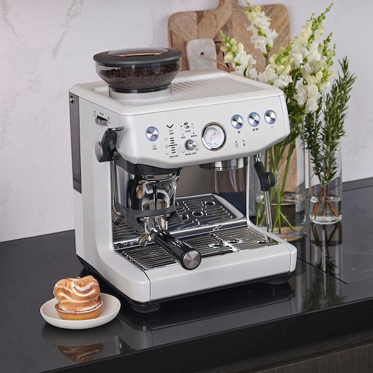 Sage Express Αυτόματη Μηχανή Espresso 1850W Πίεσης 15bar με Μύλο Άλεσης Ασημί