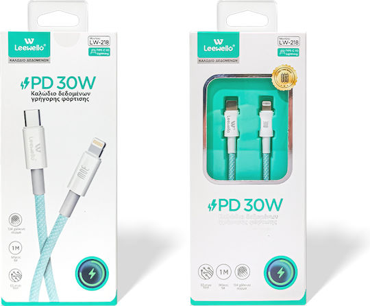 Leewello Lw-218 USB-C to Lightning Cable 30W Blue 1m (783208)