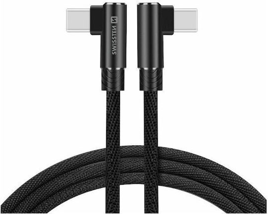 Swissten Textile USB 2.0 Cable USB-C male - USB-C Μαύρο 1.2m