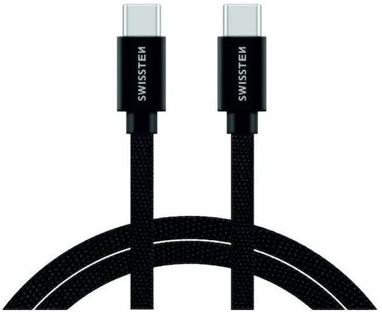 Swissten Textile Regular USB 2.0 Cablu USB-C bărbătesc - USB-C Negru 2m (71528201)