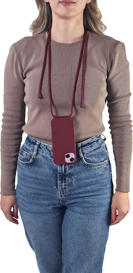 Sonique Back Cover Silicone 0.5mm with Strap Burgundy (Galaxy A25 5G)