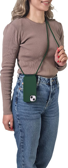 Silicone Case with Carryhang Cord for Xiaomi Poco X6 Pro 5g Dark Green Sonique Back Cases