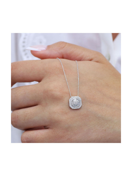 White Gold Necklace K18 with Diamonds (P-54519) / White Gold K18