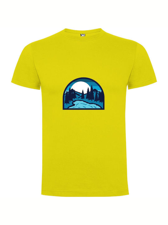 iLovePrints Wilderness Moon Mountain T-shirt Yellow