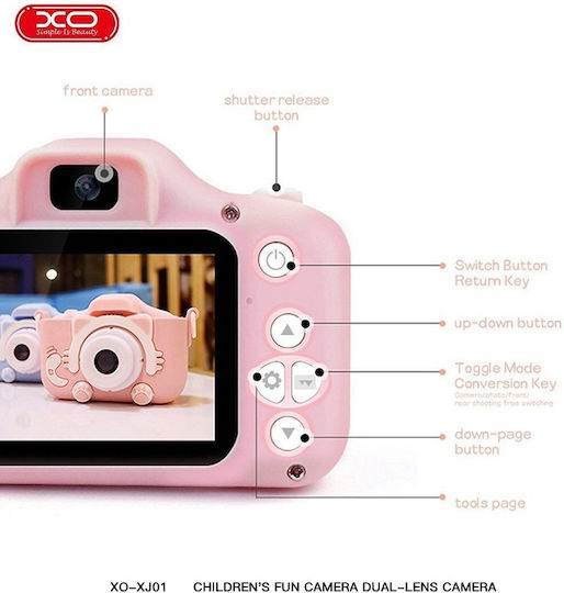 XO XJ01 Children's Camera 40MP Optical Zoom 8x Pink