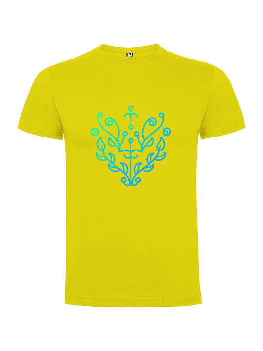 iLovePrints Symmetrical Celtic Botanicals T-shirt Yellow