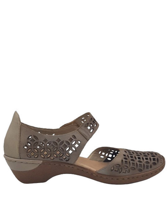 Rieker Leder Pumps mit Riemchen Gray