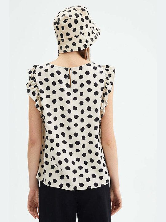 Compania Fantastica Damen Bluse Ärmellos Polka Dot Mehrfarbig