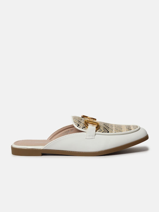 InShoes Flat Mules σε Λευκό Χρώμα