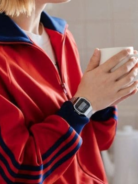 Casio Ψηφιακό Ανδρικό Ρολόι Χρονογράφος Μπαταρίας με Ασημί Μεταλλικό Μπρασελέ