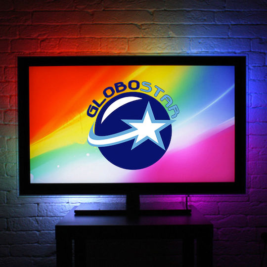 GloboStar Αδιάβροχη Ταινία LED Τηλεόρασης USB 5V RGB Φως 4x50cm Τύπου SMD5050 με Τροφοδοτικό & Τηλεχειριστήριο