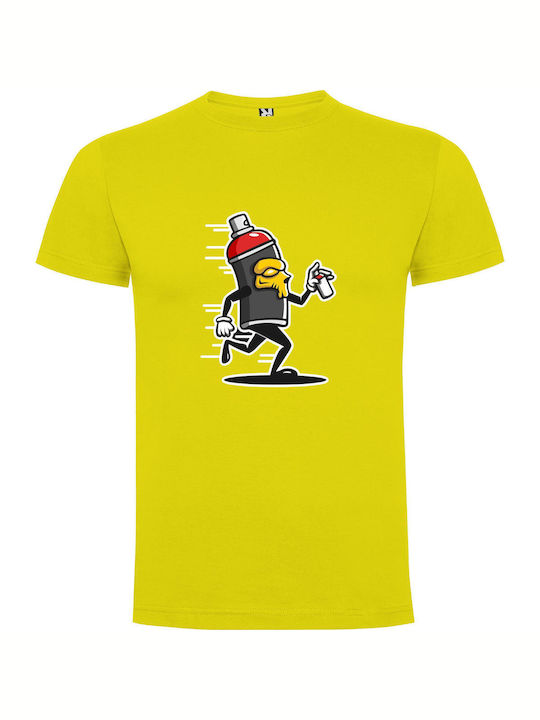 iLovePrints Spray-painting Mascot Madness T-shirt Κίτρινο