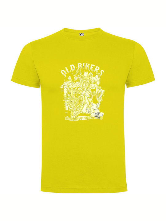 iLovePrints Vintage Biker T-shirt Yellow