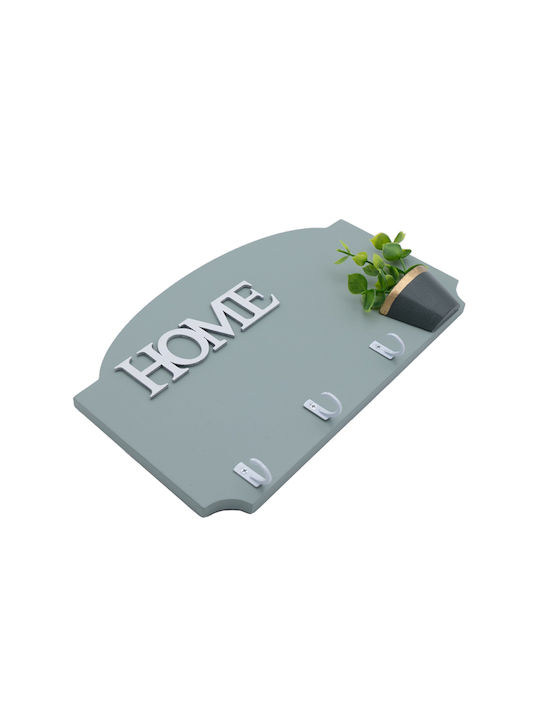 Uncle George Wooden Decorative Key Hook Home 3 Different Colors Artificial Plant Pot 25x1x15cm Mint