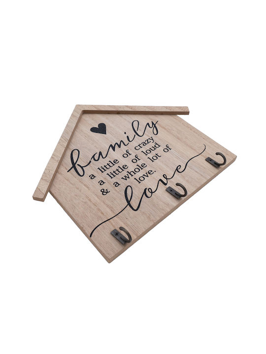 Uncle George Hanging Wall Decoration Wood Metal Key Hooks House Shape Black Color 23.5x1x20cm Wood