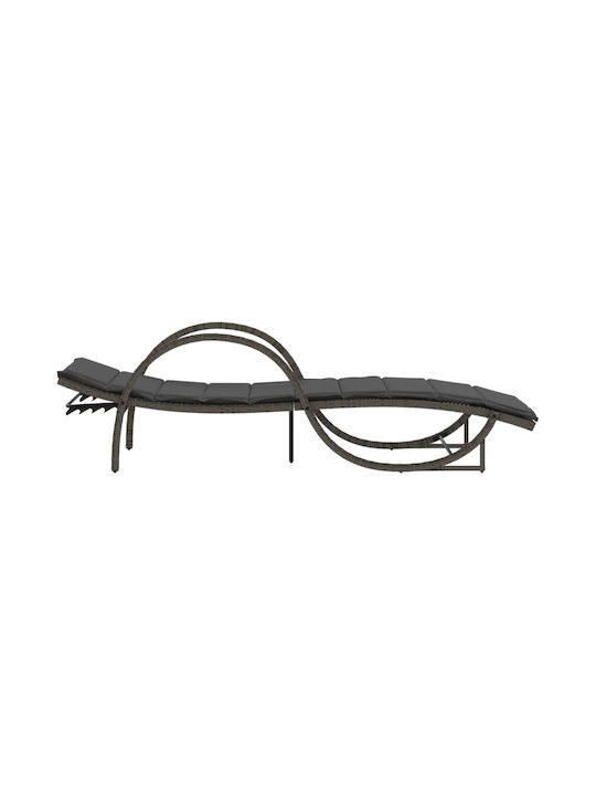 Ξαπλώστρα Rattan με Μαξιλάρι Γκρι 60x199x42εκ.