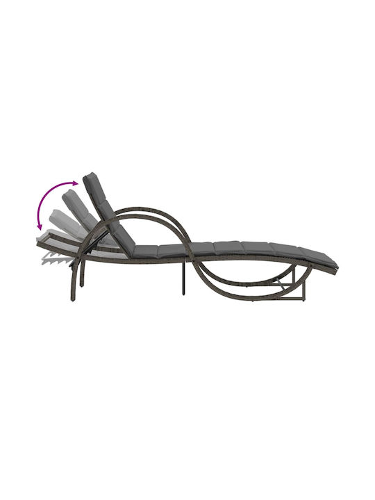 Ξαπλώστρα Rattan με Μαξιλάρι Γκρι 60x199x42εκ.