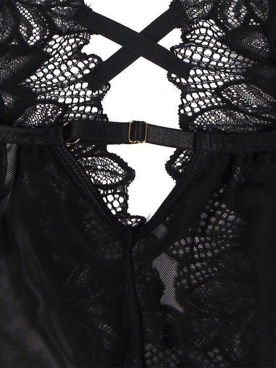 Subblime Bodysuit Sexy Marimi Mari Cu Dantelă Negru