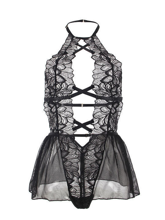 Subblime Bodysuit Sexy Marimi Mari Cu Dantelă Negru