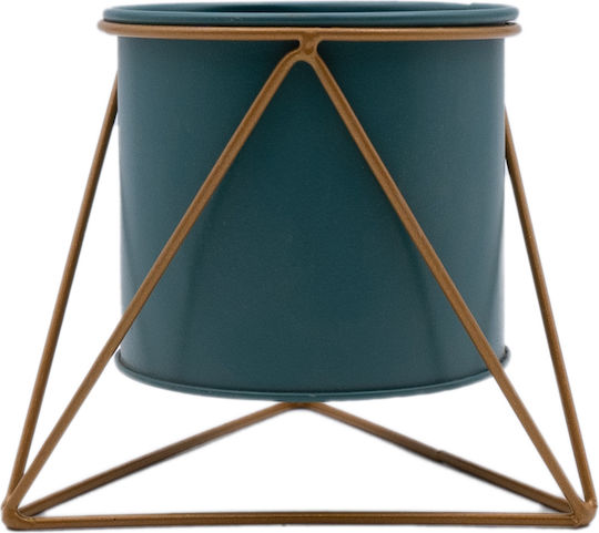 Uncle George Planter Metal Green with Stand 12.5x12.5x11cm.