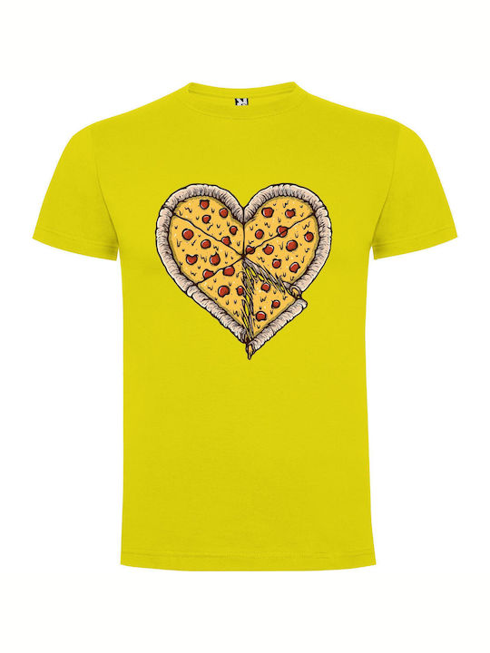 iLovePrints Heart-shaped Pizza Delight T-shirt Yellow