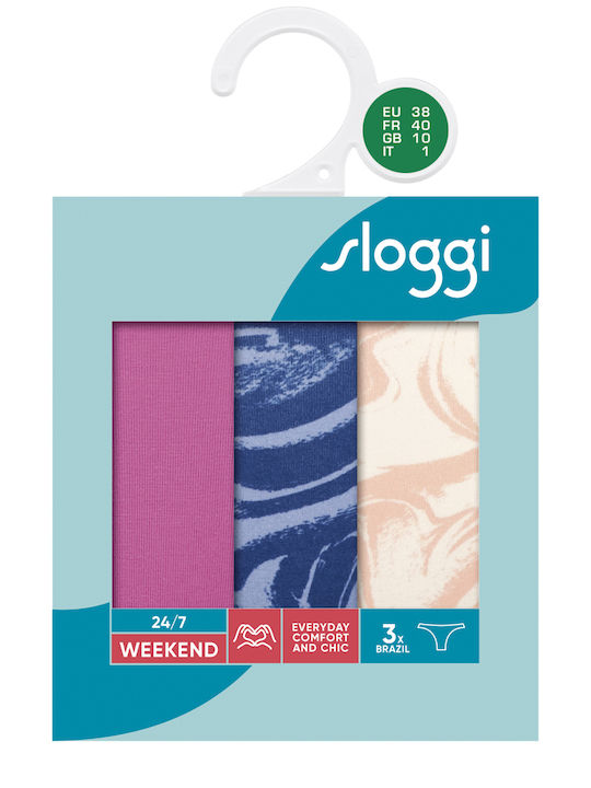 24/7 Weekend H Βαμβακερά Femei Brazilia 3Pack Peach-lila-yellow