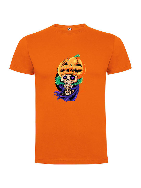 iLovePrints Pumpkin Skeleton King T-shirt Orange