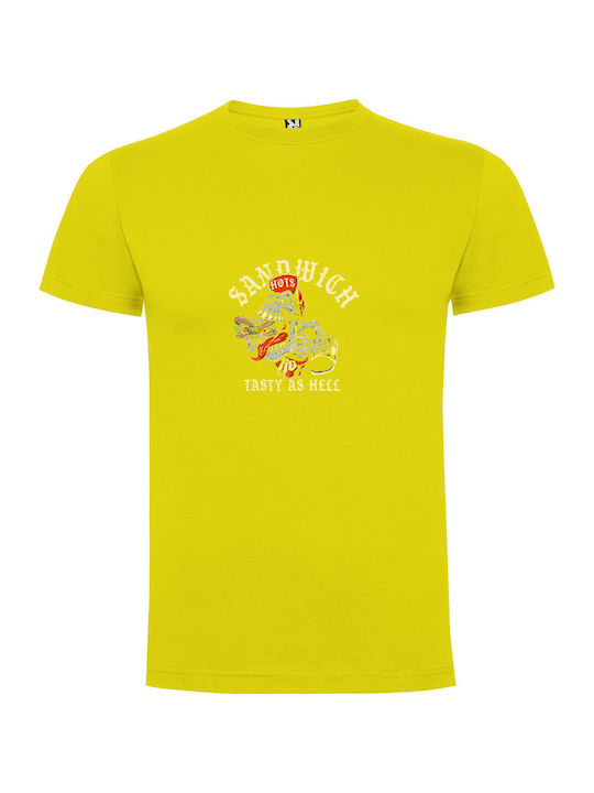 iLovePrints Skelecycle Sandwich Art T-shirt Yellow