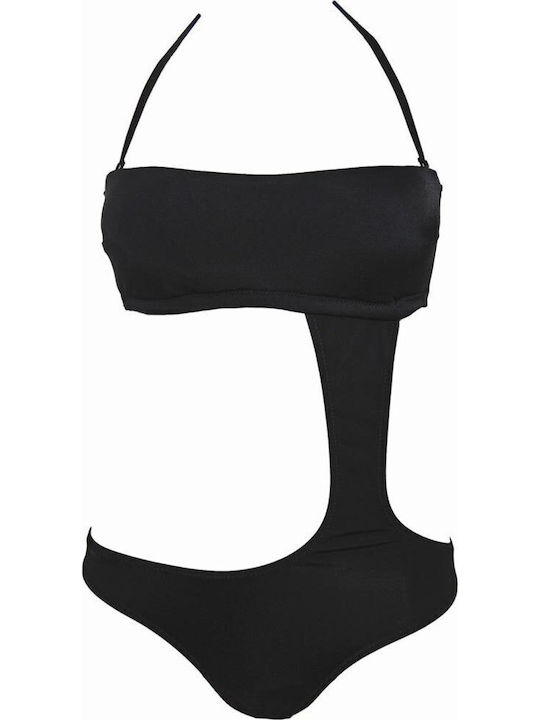 Strapless Badeanzug mit Öffnungen & Leichte Verstärkung Schwarz