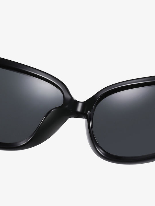 Techsuit Unisex Sunglasses with White Plastic Frame and Gray Polarized Lens