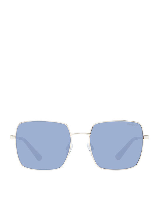 Pepe Jeans Men's Sunglasses with Silver Metal Frame and Blue Lens PJ5198-400