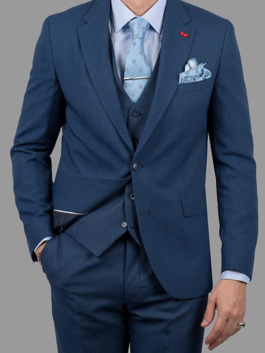 Dezign Men's Summer Suit with Vest Slim Fit BLUE