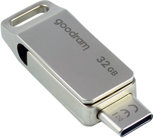 GoodRAM ODA3 32GB USB 3.2 Стик с връзка USB-C & USB-A Сребрист