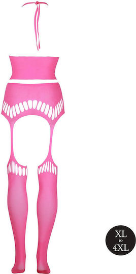 Boss Of Toys Sexy Σετ Εσωρούχων Διχτυωτό με Ζαρτιέρες Ροζ Plus Size