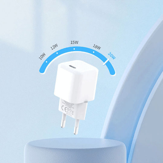 PZX Încărcător Fără Cablu cu Port USB-C 20W Livrarea energiei Albς (P45)