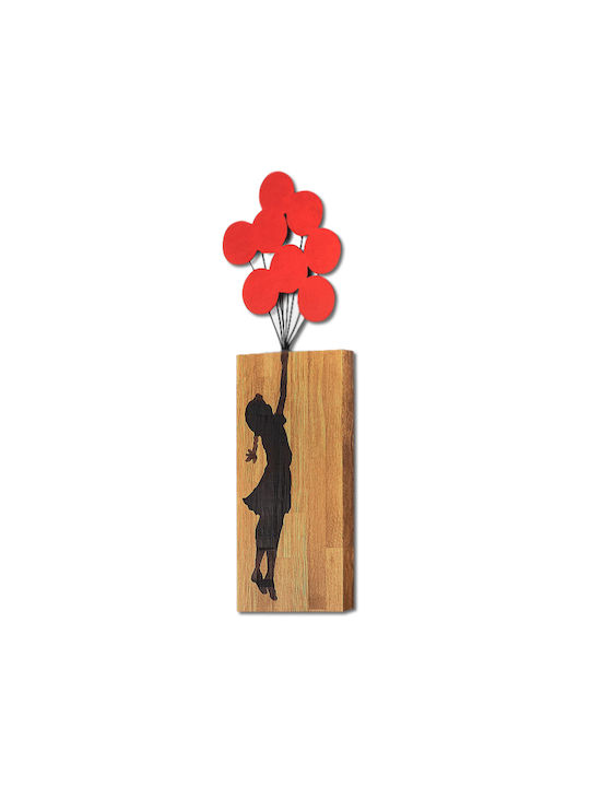 Megapap 3D Mixed Art Girl with Balloons Μαύρο από Ξύλο 100x3x36cm
