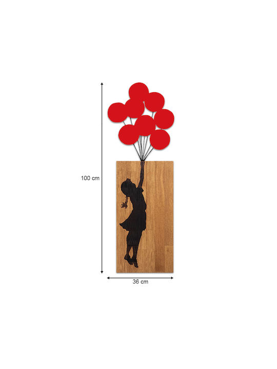 Megapap 3D Mixed Art Girl with Balloons Μαύρο από Ξύλο 100x3x36cm