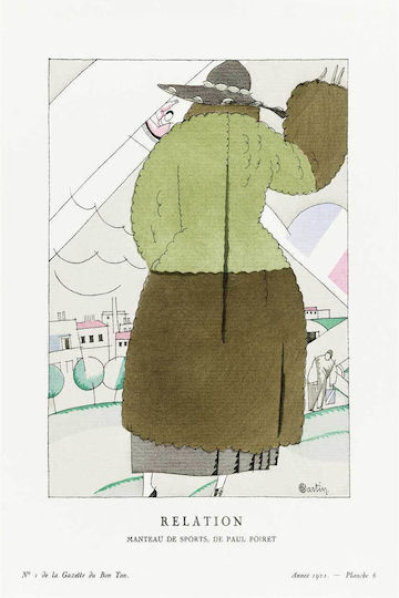 Relation, Manteau De Sports, De Paul Poiret (1921) By Charles Martin, Published In Gazette Du Bon Ton Painting on Canvas 50x80cm
